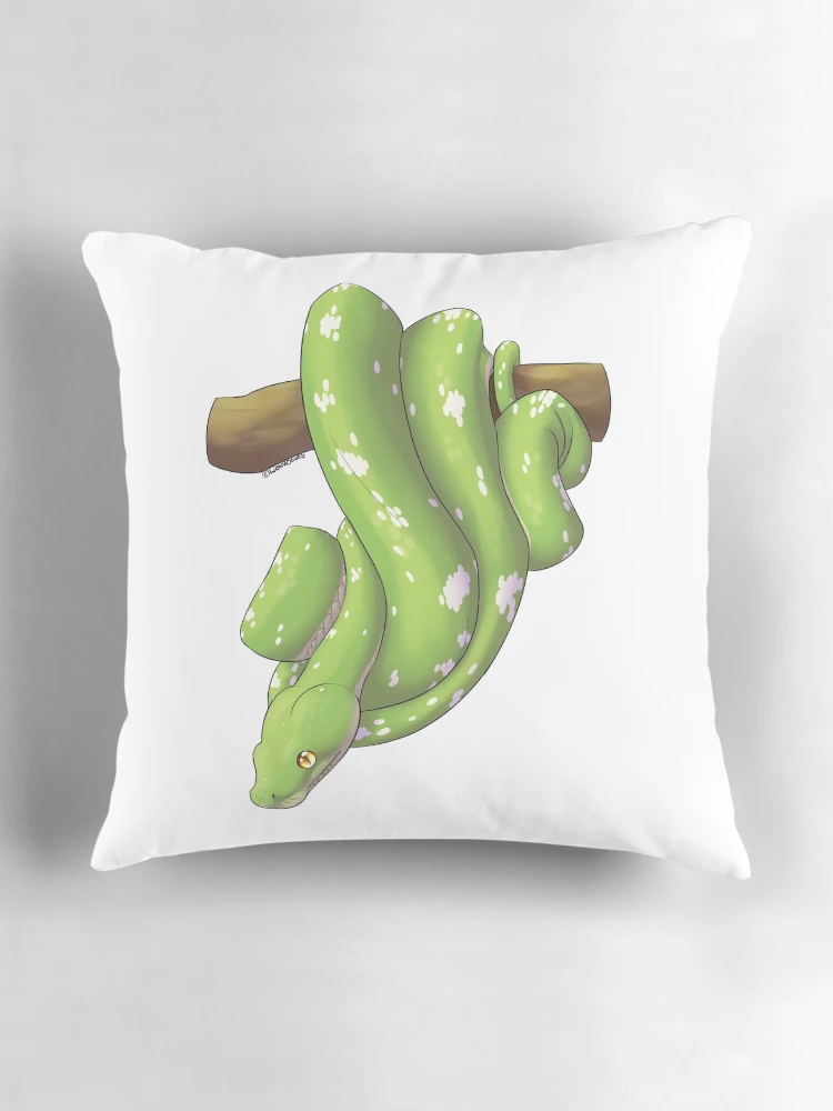 Thumbnail 3 of 4, Pillow, Green Tree Python designed and sold by LizardBeans.