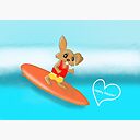 Easter Bunny On A Surfboard Surfing Art Board Print By Bevbart Redbubble