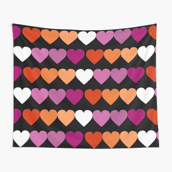 New Orange Pink Lesbian Flag Hearts Tapestry