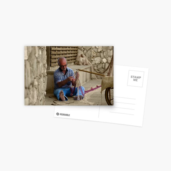 Fisherman in Monterosso, Italy - B&W Postcard