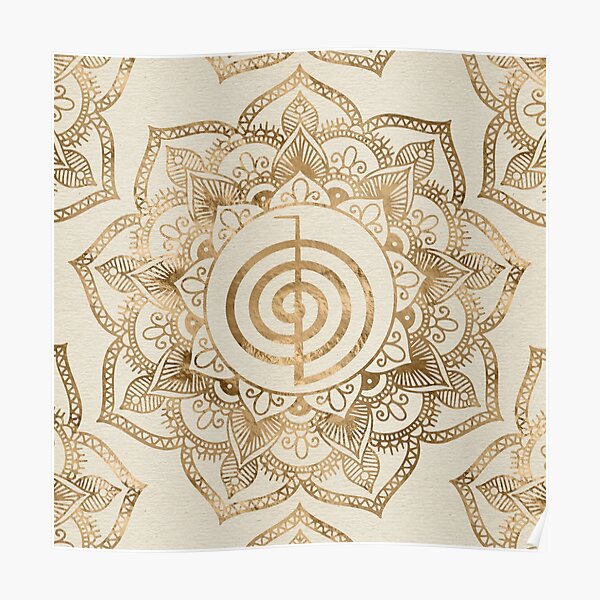 Cho Ku Rei - pastel gold lotus mandala Poster