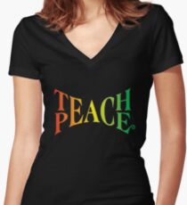 Lehre den Frieden Tailliertes T-Shirt mit V-Ausschnitt