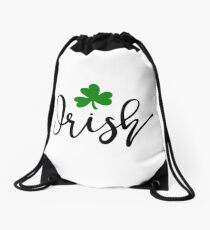 Irish Four Leaf Clover, St Patricks Day Drawstring Bag