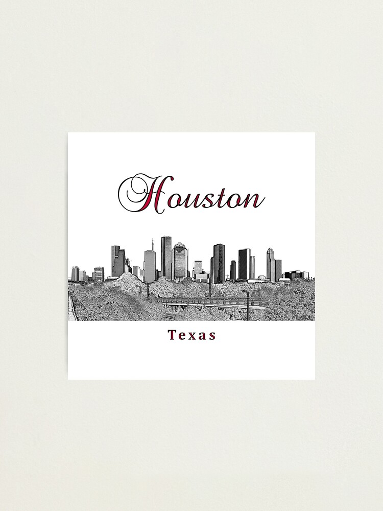 Houston, Texas Skyline Print: White Baseball