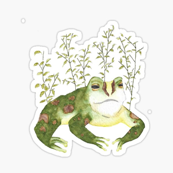 Watercolor Frog Among Leaves Sticker