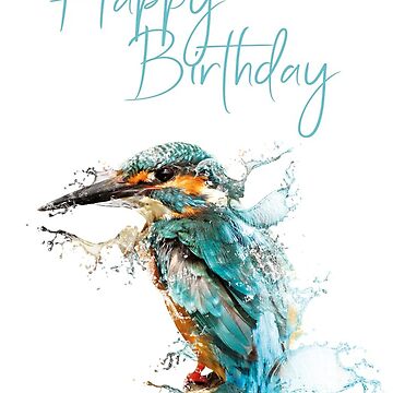 Artwork thumbnail, Happy Birthday - kingfisher by HelenaSchreiber
