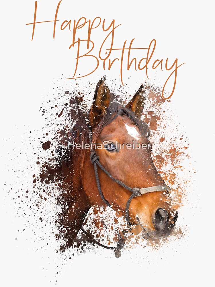 Sticker avec l'œuvre « Joyeux anniversaire cheval » de l'artiste  HelenaSchreiber