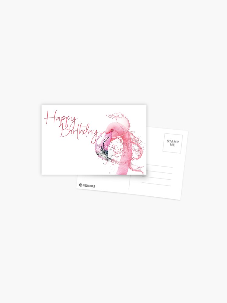 Happy Birthday Flamingo Postcard By Helenaschreiber Redbubble - flamingo roblox postcards redbubble