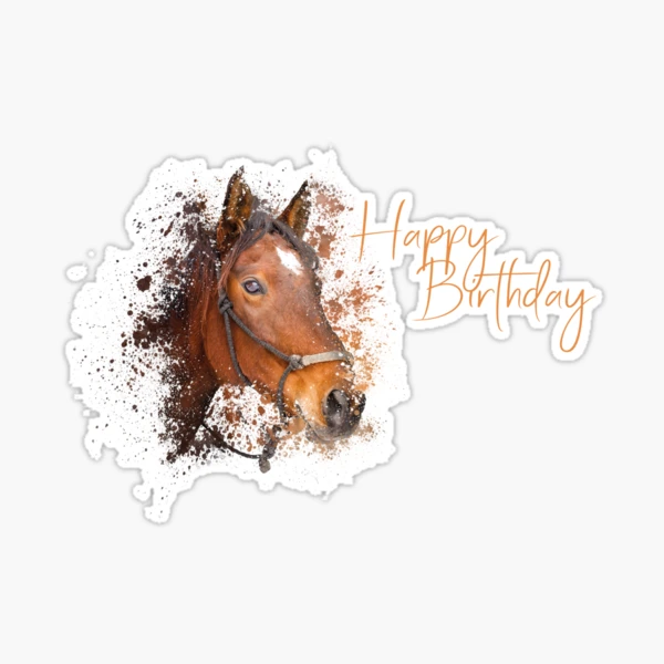 Happy Birthday Karte Mit Pferde-Design – 148x210 Mm, Vektor-Kunstwerk | Für Männer & Tierliebhaber
