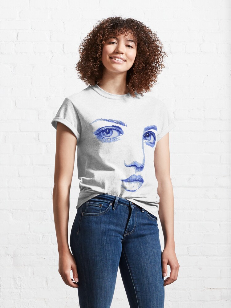 Vista alternativa de Camiseta clásica Rostro femenino ilustrado