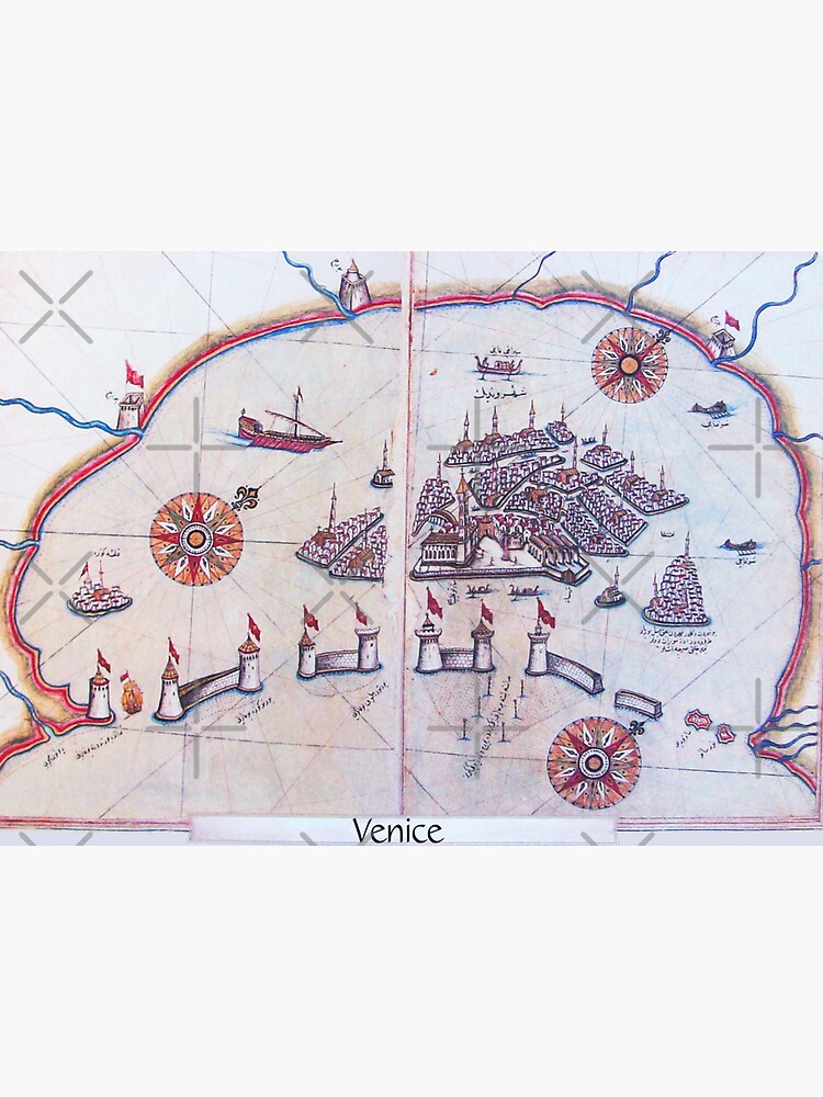 "PIRI REIS MAPS FROM BOOK OF NAVIGATION City of Venice 1515" Sticker