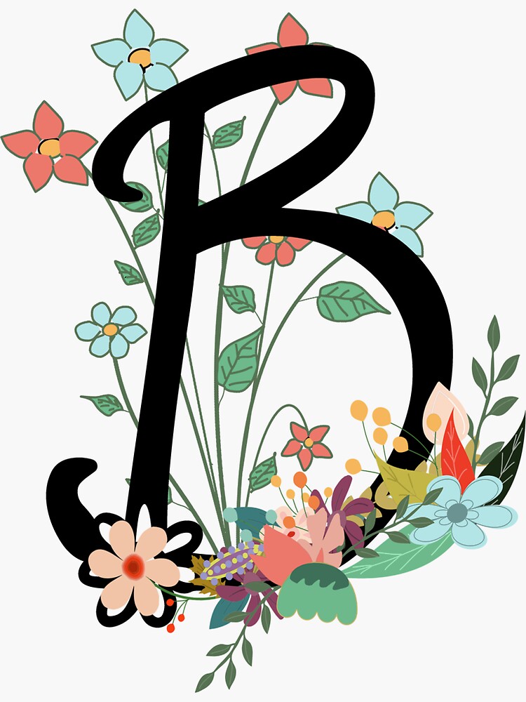 "B Monogram Letter Flowers" Sticker For Sale By Sid3walkArt2 | Redbubble