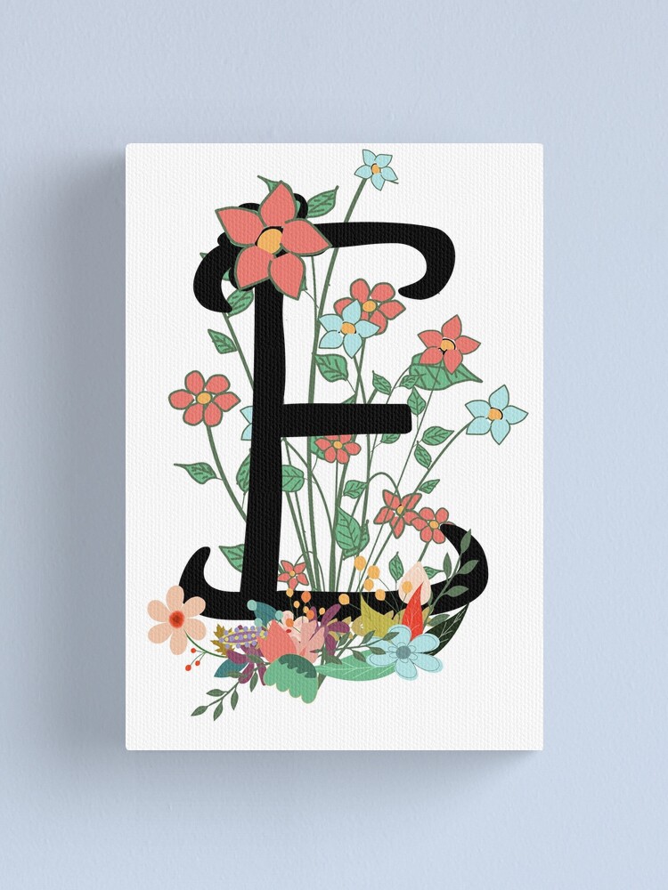 Letter E Flower Crown Monogram Canvas Print by MeeksMcGee