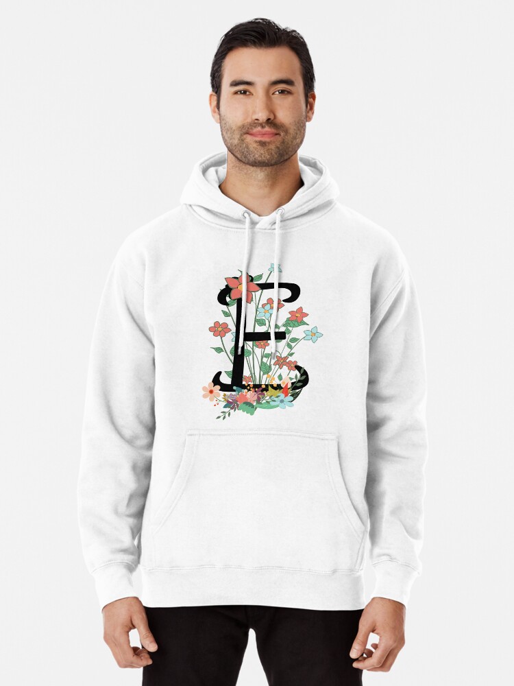 Flower Monogram Initial E Embroidered Sweatshirt