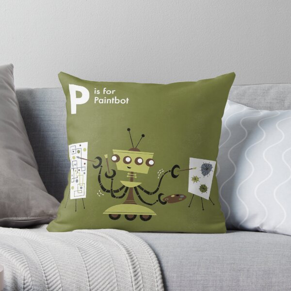 P is for Paintbot Throw Pillow