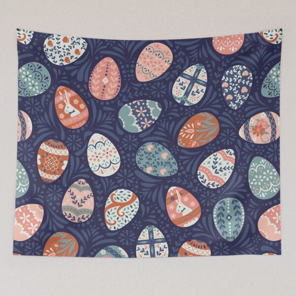 Item preview, Floral Easter Eggs in Blue + Pink designed and sold by latheandquill.