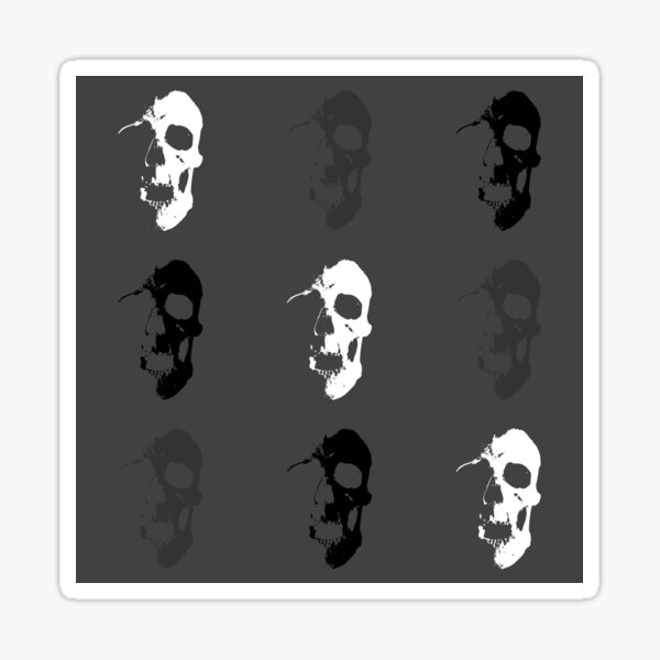 Skull 3x3 - White Grey Black Sticker