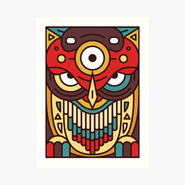 Totemonster - Owl - Animal Monster Native Americans Totem Art Print