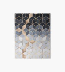 Soft Blue Gradient Cubes Art Board Print