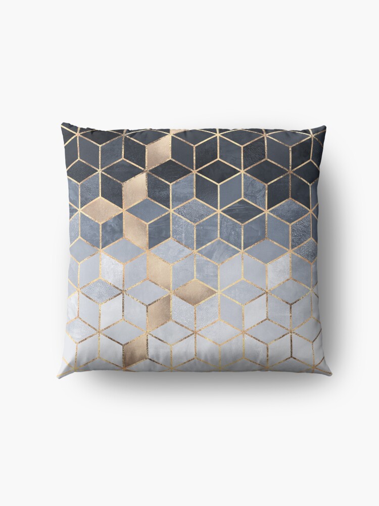 Alternate view of Soft Blue Gradient Cubes Floor Pillow