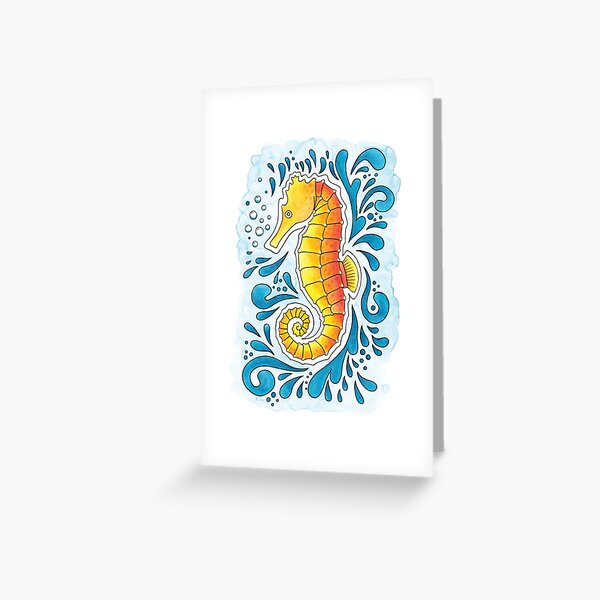Orange Seahorse  Greeting Card
