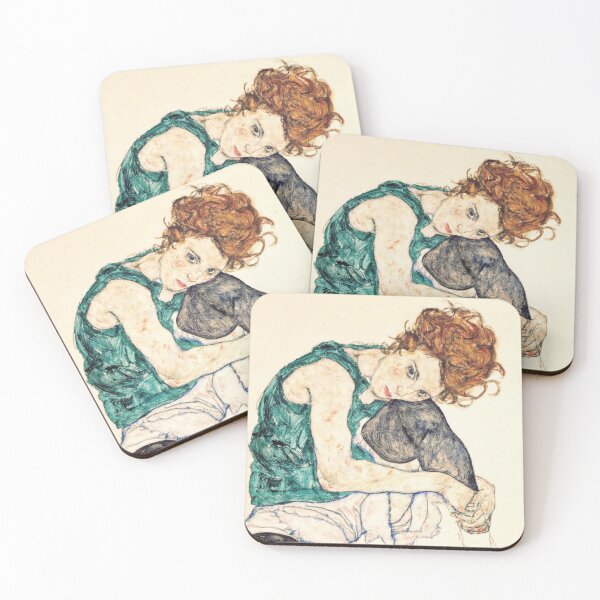Item preview, Mujer sentada arrodillada inclinada, Egon Schiele designed and sold by fourretout.