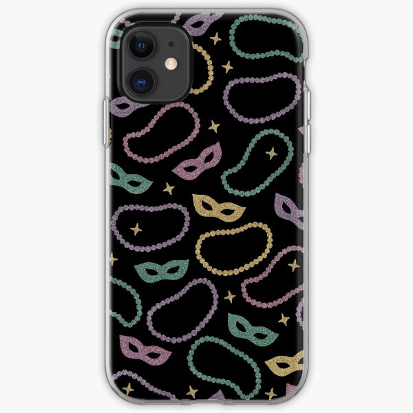 Mardi Gras Beads Mask Glitter Pattern iPhone Soft Case