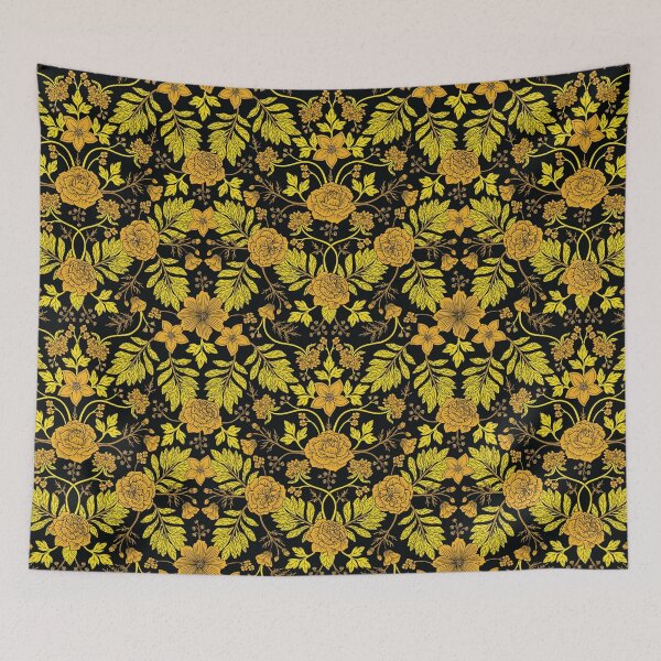 Item preview, Yellow and Black Floral Pattern designed and sold by somecallmebeth.
