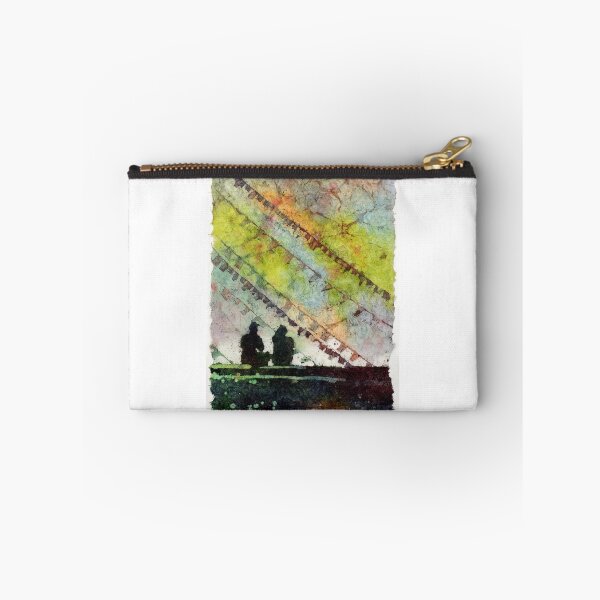 Item preview, Watercolor batik painting of silhouette of people sitting in front of prayer flags at the Buddhist Stupa of Boudhanath in the Kathmandu Valley- Nepal designed and sold by rfoxphoto.