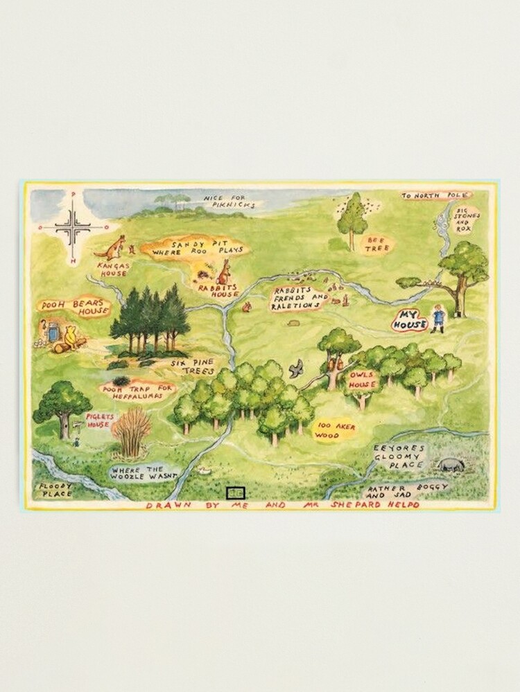 Thumbnail 2 of 3, Photographic Print, Hundred Acre Woods Map designed and sold by FaithC340.