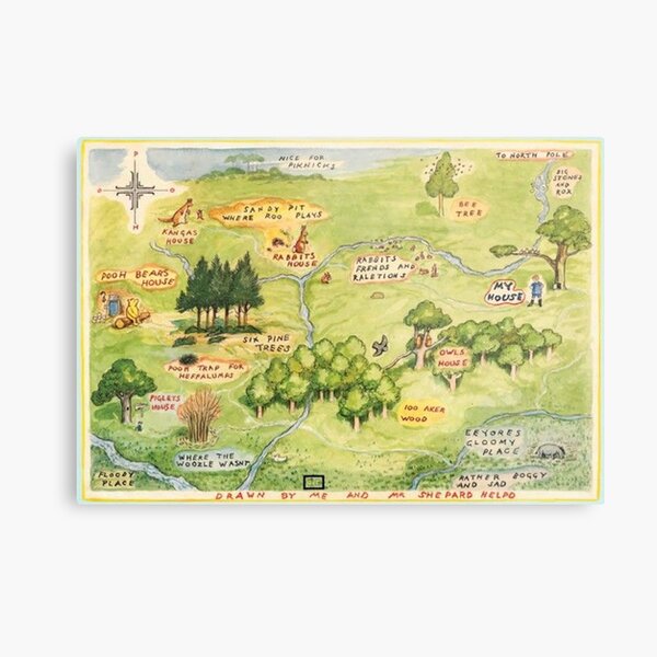 Hundred Acre Woods Map Metal Print