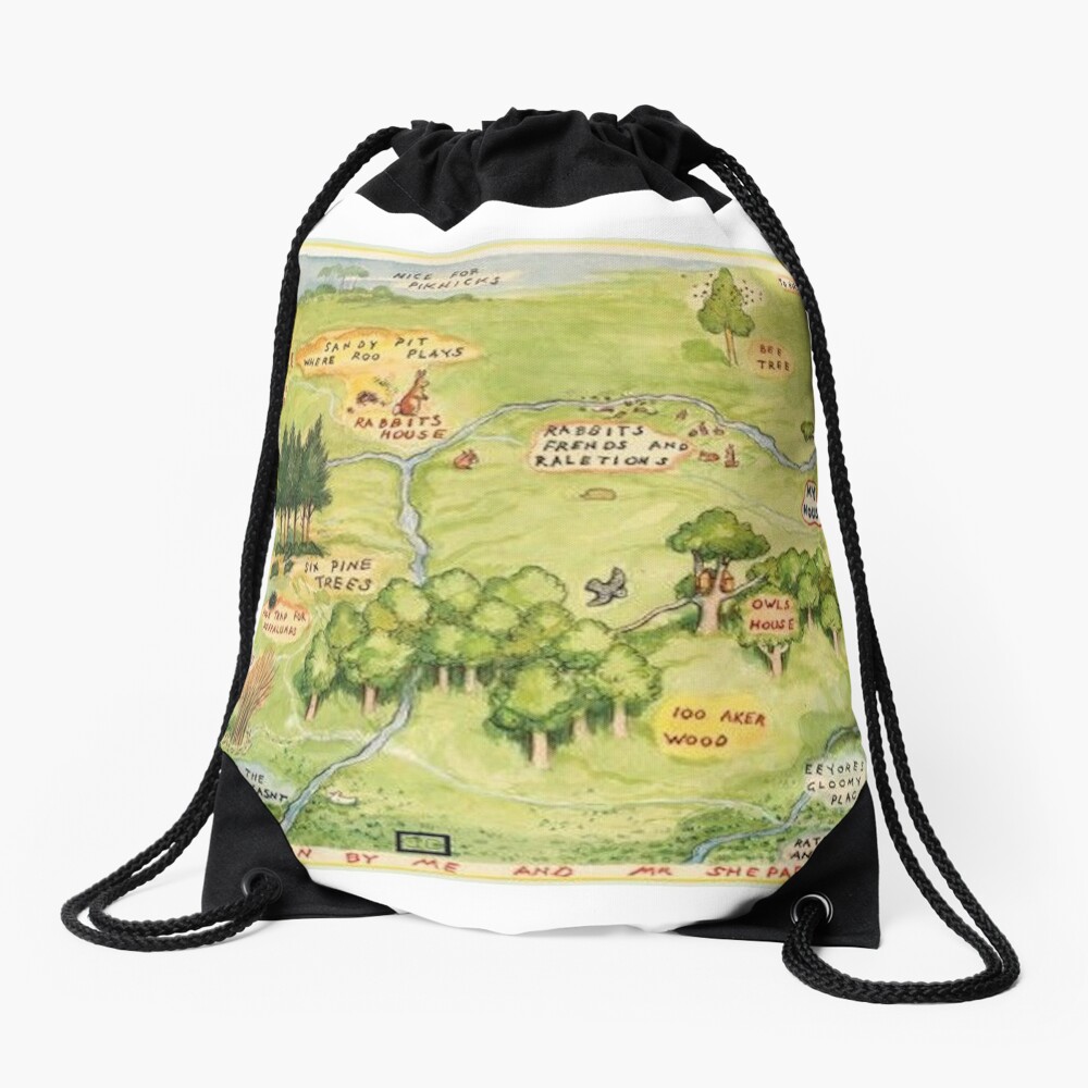 Hundred Acre Woods Map Drawstring Bag