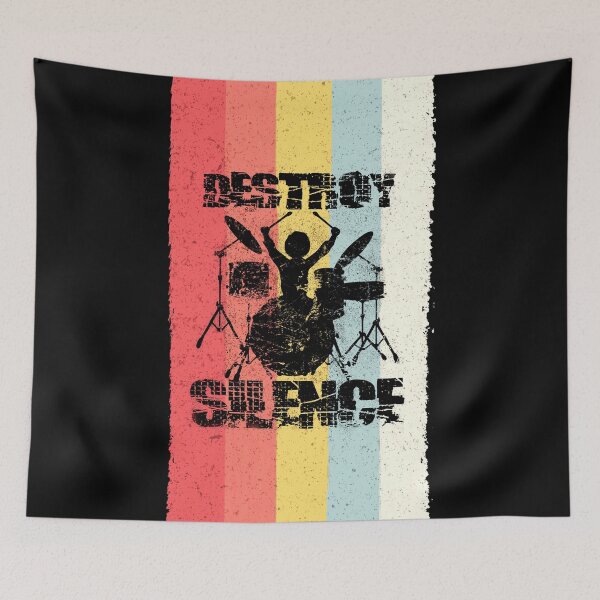 Item preview, Destroy Silence - Drummer Retro Vintage Design designed and sold by RAWWR.