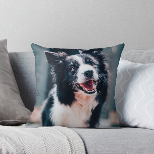 Item preview, Happy white and black Border Collie designed and sold by DelightfulArts.
