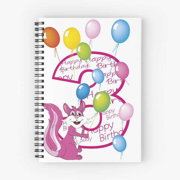 Item preview, 3rd birthday pink squirrel with ballons designed and sold by CREATINERY.
