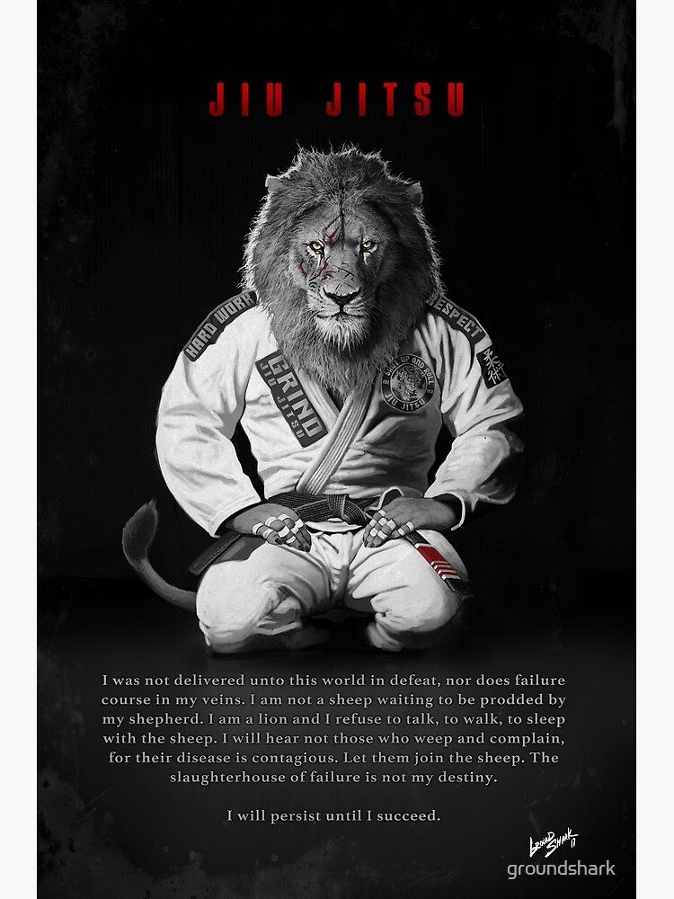 Thumbnail 3 of 3, Poster, Kneeling Jiu-Jitsu Lion designed and sold by groundshark.