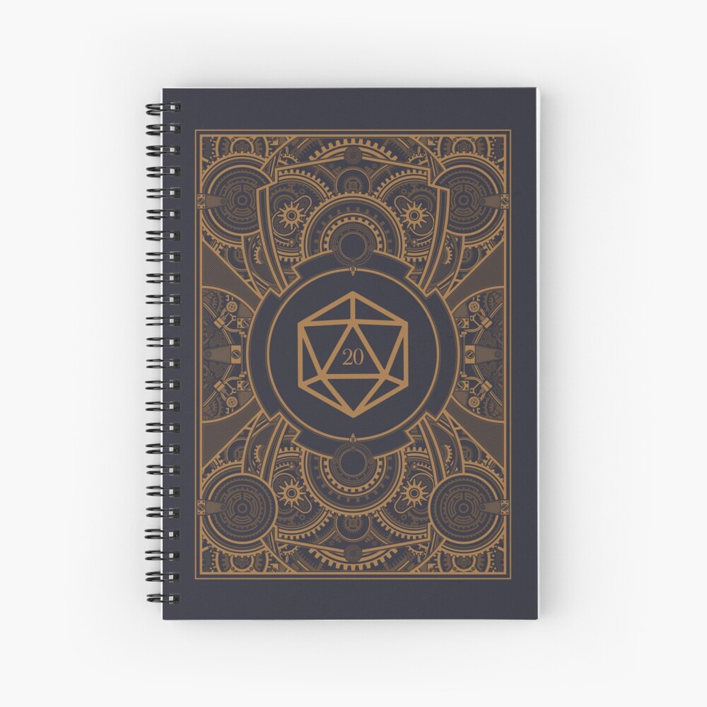 D20 Dice Steampunk Mech Spiral Notebook