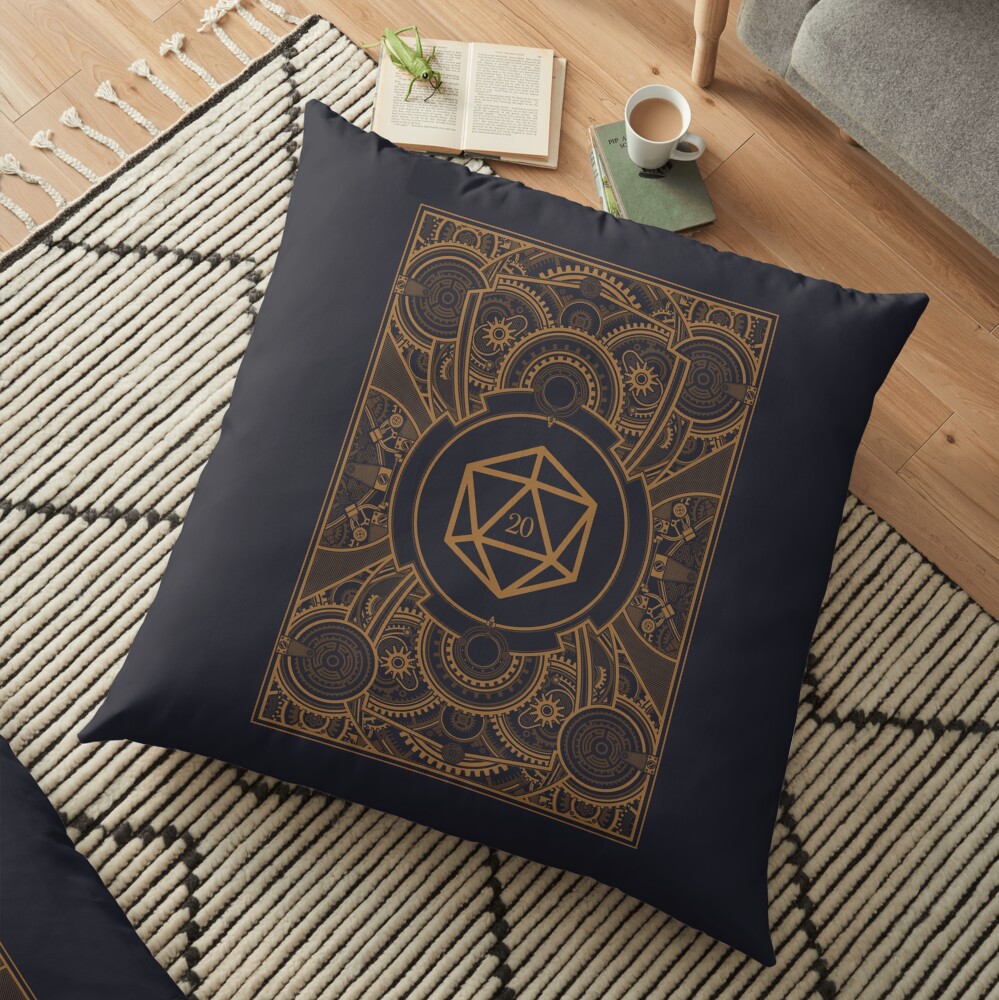 D20 Dice Steampunk Mech Floor Pillow