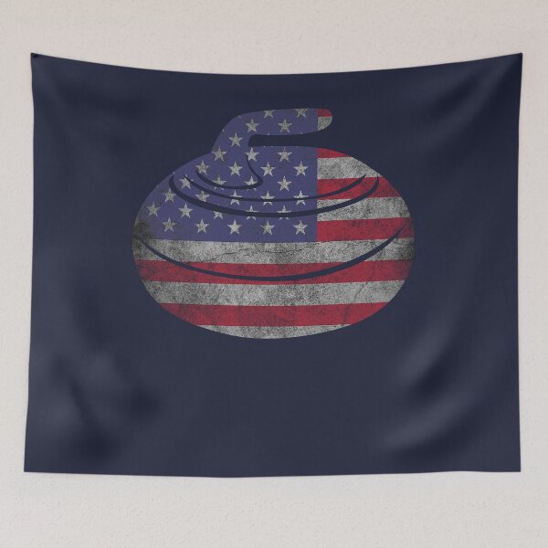 Item preview, Vintage USA Flag Curling Rock Stone Roaring Game Design designed and sold by melsens.