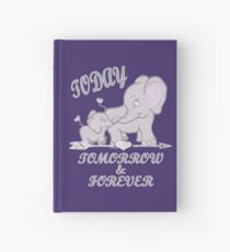 Cuaderno de tapa dura Mamá y bebé del elefante y cotización de la camisa y del regalo, HOY, MAÑANA y PARA SIEMPRE regalos lindos