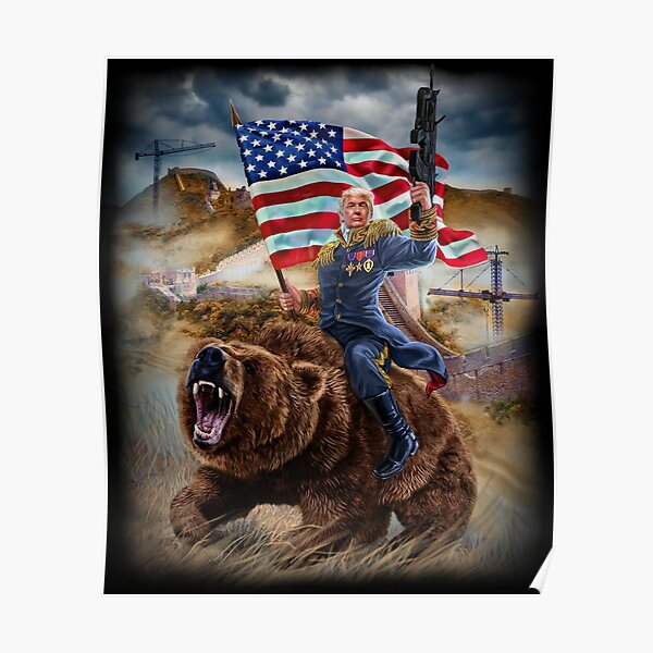USA Republican President Donald Trump Building Epic Wall Poster