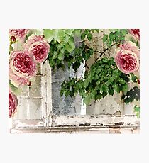 Cottage Window Shabby Roses Photographic Print
