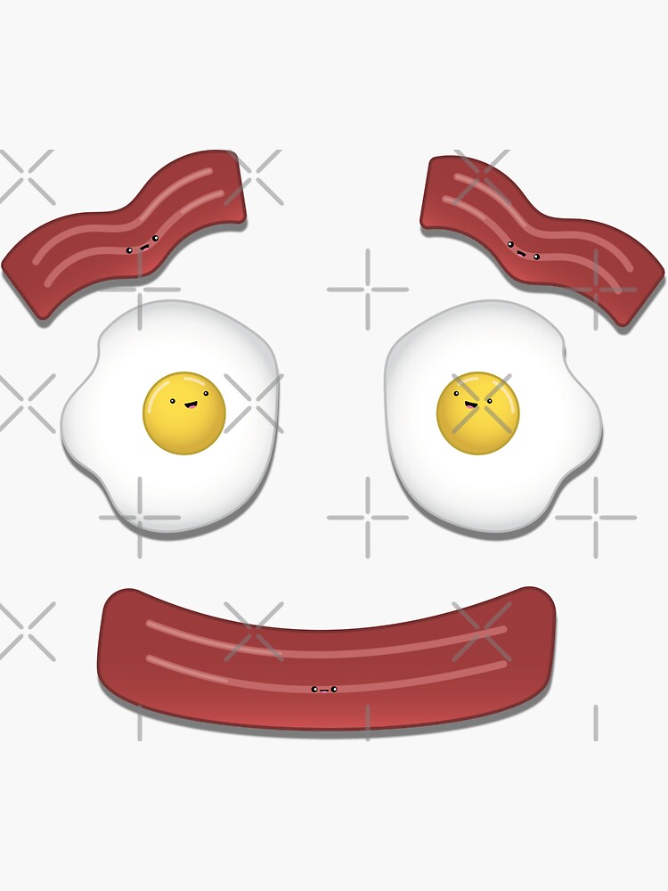 "Bacon and Eggs Smiley Face Foodle" Sticker by DesignsByDB Redbubble