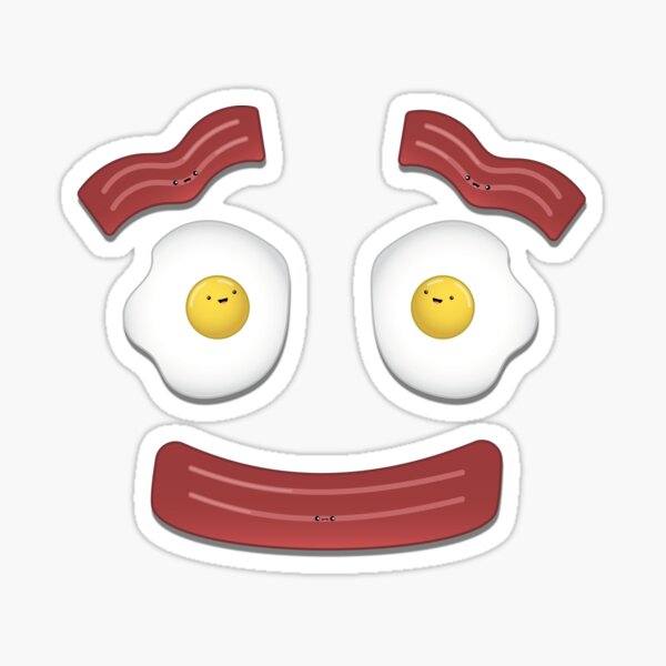 "Bacon and Eggs Smiley Face Foodle" Sticker by DesignsByDB Redbubble