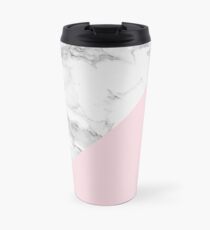 Marmor + rosa Pastellfarbe. Klassische Geometrie. Thermosbecher