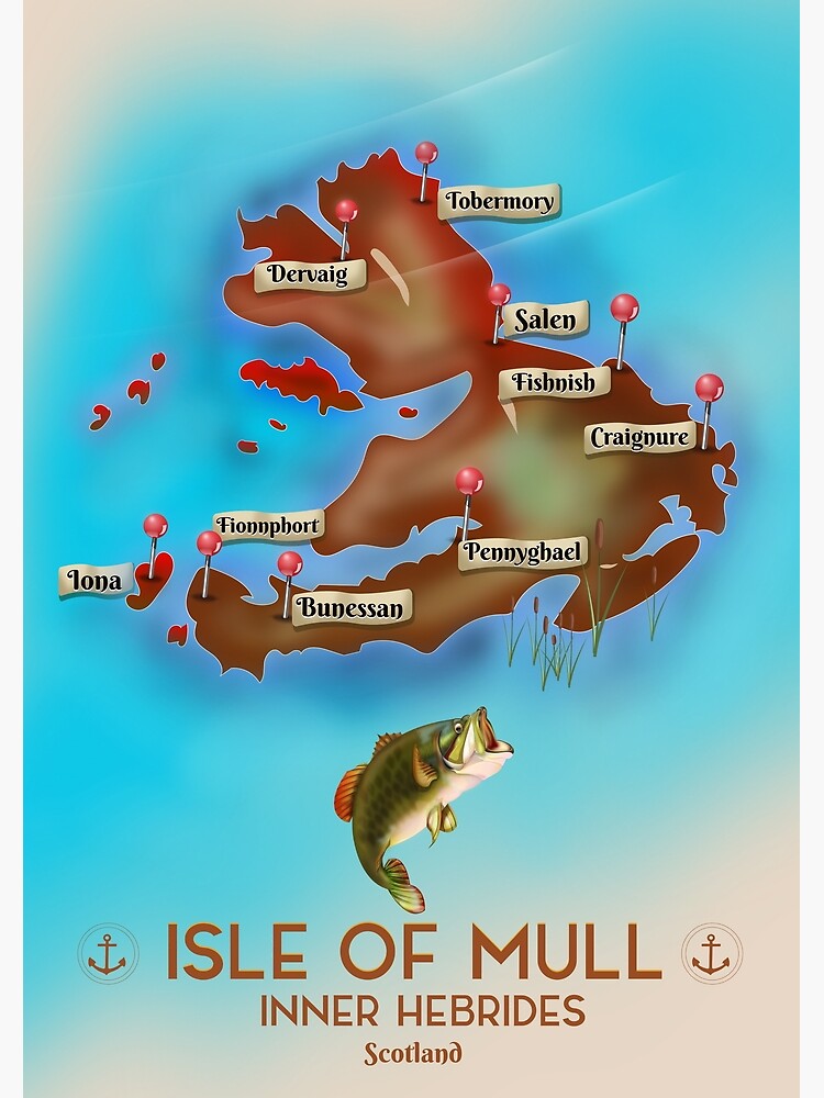 Isle of Mull Scotland map by vectorwebstore