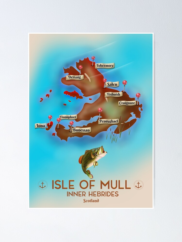 Alternate view of Isle of Mull Scotland map Poster