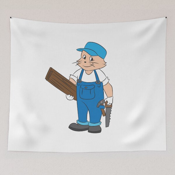 Item preview, Cat as a carpenter, joiner designed and sold by Mohja-Design.