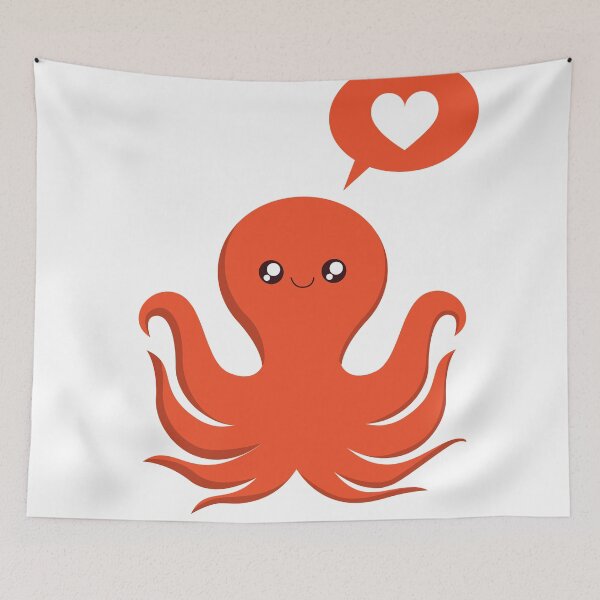 Item preview, Cute orange octopus with heart speech bubble designed and sold by javes93.