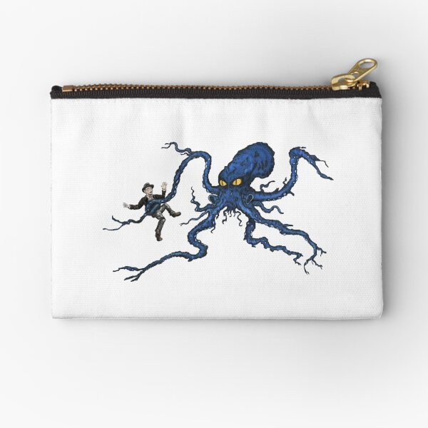 Octopus like creature seizes guy minding his own business. Zipper Pouch